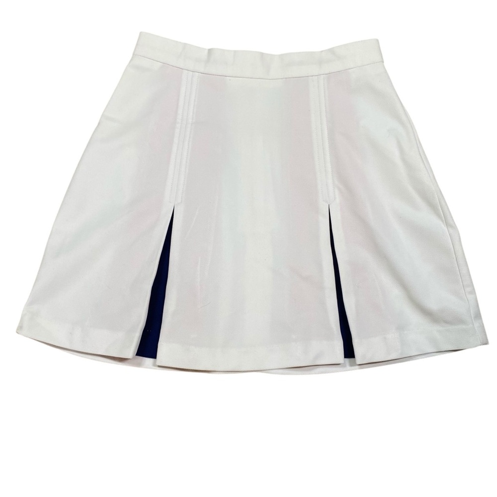 Pebble Beach Cream Mini Skater Skirt with Slit for Work USA